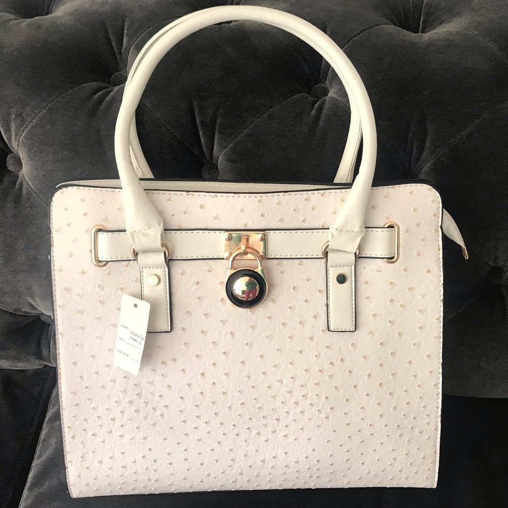 ❌Sold❌ White Gold Perforated Crossbody Satchel